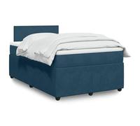 YUOTYRKTEJRSG Velours Ressorts ensachés Lit à sommier Bleu 120x190 cm | Sommier à lattes matelas bleu 120x190 cm velours lit avec tête de lit ensemble complet confortable