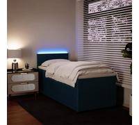 YUOTYRKTEJRSG Velours Ressorts ensachés Lit avec sommier 90x200 cm Bleu | Sommier à lattes lit avec matelas bleu 90x200 cm velours LED intégré