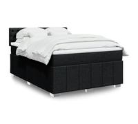 YUOTYRKTEJRSG Velours Ressorts ensachés Lit sommier 180x200 cm Noir | Sommier à lattes avec matelas à ressorts ensachés et surmatelas Noir 180x200 cm Velours