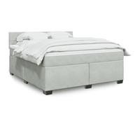 YUOTYRKTEJRSG Velours Ressorts ensachés lit sommier Gris 180x200cm | Sommier à lattes lit et matelas 180x200cm Gris clair Velours avec tete de lit Ressorts ensaches Surmatelas