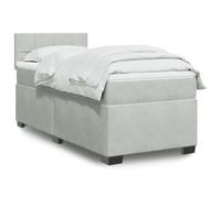 YUOTYRKTEJRSG Velours Ressorts ensachés Modele Lit 90x190 cm Gris | Sommier lit matelas 90x190 cm Gris clair Velours avec LED et surmatelas mousse