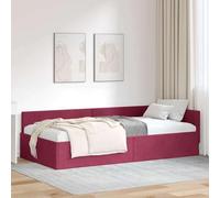 YUOTYRKTEJRSG Velours réversible Angle Gain de Place Bordeaux 90x190 cm | Cadre de lit d'angle Velours Bordeaux 90x190 cm convertible Canapé avec Tête de lit ajustable Base à lattes pour petit espace