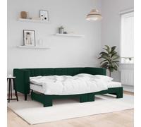 YUOTYRKTEJRSG Welurowe 2w1 z wózkiem 80x200 zielony | Lit de jour gigogne vert foncé 80x200cm velours canapé-lit 2 en 1 matelas mousse double usage salon