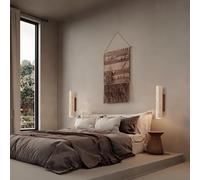 YUPIN Applique Murale En Pierre Naturelle Lampe Murale Artisanale En Pierre Jaune Wabi-Sabi Lampe De Chevet Murale Japonaise Créative G9 Pour Chambres À Coucher Salons Couloirs Décoration Mural(32cm)