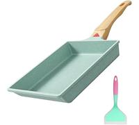 Yuragim Poêle Omelette Japonaise, Tamagoyaki Poêle Rectangulaire, Revêtement Céramique Antiadhésif Poele à Tamagoyaki avec Poignée Amovible, en silicone, pour Tous Types de Cuisinières,Verte