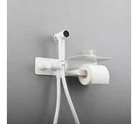 YURIVO Douchette WC Encastrée Salle de Bain Kit Douchette Wc | Bidet Toilette WC Eau Chaude et Froide, Poignée Rotative avec Étagère de Rangement et Porte-Papier, Raccord G1/2, Blanc