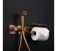 YURIVO Douchette WC Encastrée Salle de Bain Kit Douchette Wc | Bidet Toilette WC Eau Chaude et Froide, Poignée Rotative avec Étagère de Rangement et Porte-Papier G1/2, Or Rose