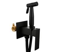 YURIVO Robinet Douchette WC Encastré Kit Douchette WC Complet Installation | Douchette WC avec Douchette Extractible et Jet D'Eau Chaude Froide Raccord G1/2, Noir