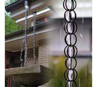 yurstcggh Chaine de Pluie Noire,Rain Chain,Chaîne de Pluie Japonaise,pour Gouttiere ChaîNe De Japonaise pour Les Fortes,Remplacement de Descente Extérieure,pour Toit,Jardin 2.5m(8.3ft) Noir