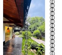 yurstcggh Chaînes de Pluie pour Jardin Extérieur,Chaîne de Pluie Métallique à Double Boucle,Decorative Ring Rain Catcher Gutter Chain Downspout,pour la Maison,Balcon,Patio 2m(6.6ft) Noir