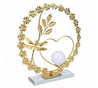 Yusat Boule de Cristal Décorative, Boule de Cristal, Globe de, Libellule en Forme de Cœur, Ornement de Bureau en Métal doré et Verre avec Base Stable pour (Ornement de Unique)