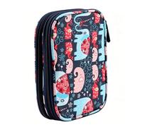 Yusat Étui à Crochets, Sac de Rangement Portable à Double Couche pour Outils de Tricot avec 2 Compartiments Zippés pour Les Voyages et L'artisanat à Domicile (Sac Éléphant)