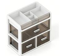 Yusat Organiseur de Rangement de Bureau avec Tiroirs 30 X 20 X 27 Cm, Compartiments Multicouches Transparents en Matériau PP pour Bureau, école, Maison, Papeterie, Fournitures (Blanc et noir