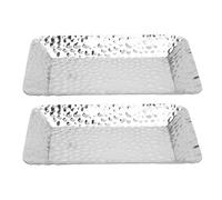 Yusat Porte-serviettes en acier inoxydable - 2 pièces - Plateau de service rectangulaire décoratif pour le rangement sur le plan de travail dans la cuisine et la salle de bain - Avec design