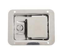 Yusat Serrure de Porte de Remorque RV, Poignée à Palette en Acier | Loquet D'entrée inition Polie Taureau, Convient à la Boîte à Outils 140x108mm, Remplacement pour Camion Camping-car