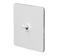 Yusat Support D'interrupteur à Bascule Mural, Bascule Ouverte Simple, Double Commande, Bord carré en Métal, Panneau en Acier Inoxydable, AC250V, Blanc