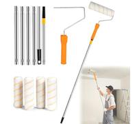 YushengTai Kit Rouleau à Peinture Télescopique Professionnel 30-180 cm - avec 4 Rouleaux Réutilisables et Manche XXL - pour Peinture Murale, Plafond et Rénovation