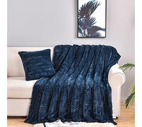 YUSOKI Couverture de Luxe en Fausse Fourrure (sans oreillers) 2 Couches, 1,4 kg, pour Tous Les âges, décoration d'intérieur, (Bleu Marine, 127 x 160 cm)