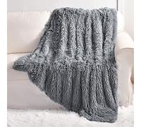 YUSOKI Couverture en Fausse Fourrure, 2 Couches, Douce, pelucheuse et Chaude, pour lit, Chaise, canapé, Chambre à Coucher, Chien, Chat, Hommes, 127 x 152,4 cm, Gris
