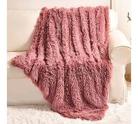 YUSOKI Couverture en fausse fourrure, 2 couches, douce, pelucheuse et confortable pour femmes, filles, canapé, lit, ferme, décoration de séance photo, accessoires de séance photo, rose, 127 x 152,4 cm