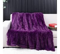 YUSOKI Couverture en Fausse Fourrure, 2 Couches, Duveteuse, Chaude et Mignonne à Poils Longs pour lit, décoration de Salon, pour bébé, Femme, Animal Domestique, 127 x 152,4 cm, Violet
