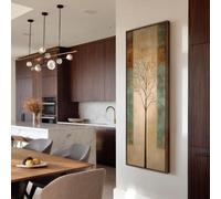 YUSUZHU Arbre étroit, tableau sur toile haute et fine, art mural forêt, tableau vertical encadré pour la décoration des chambres, halls et bureaux (65 x 195 cm/cadre intérieur)