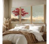 YUSUZHU Tableau représentant la nature en forêt, triptyque floral, ensemble de 3 toiles pour salon, hall ou bureau (50 x 70 cm x 3 / cadre intérieur)