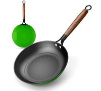 YUTANN Poêle Induction 20cm Fonte Antiadhésive Manche Bois Amovible, Vert | Manche en bois amovible, pratique au four ; tous feux dont induction haute puissance, chaleur stable pour saisir et mijoter