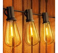 Yuucio Guirlande lumineuse LED d'extérieur 18 m ST38 60 FT avec 30 + 1 ampoules en plastique, étanche IP45, pour jardin, terrasse, fête, café, 2700 K blanc chaud
