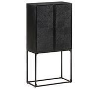 YuuSsea Buffet noir 60 x 30 x 120 cm, bois massif d'acacia et mangue, avec 2 portes, 1 tiroir, beaucoup d'espace de rangement, pour salon, couloir, salle à manger
