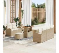 YuuSsea Ensemble de canapé de jardin en polyrotin avec coussins et espace de rangement, 8 pièces, beige crème, canapé d'angle modulaire extérieur, résistant aux intempéries, pour terrasse, balcon