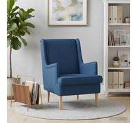 YuuSsea Fauteuil moderne en tissu bleu avec pieds en bois, dossier confortable, coussin de siège amovible, idéal pour le salon et la chambre à coucher, construction durable, relaxation confortable