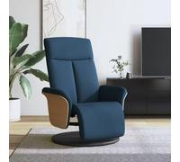 YuuSsea Fauteuil relax avec repose-pieds en tissu bleu, fauteuil de salon pivotant avec fonction allongée, pour salon, chambre à coucher, bureau, fauteuil rembourré confortable avec pieds en bois