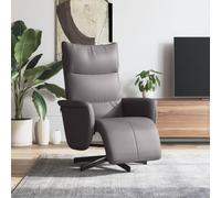 YuuSsea Fauteuil relax avec repose-pieds gris en cuir synthétique réglable et pivotant avec fonction allongée pour salon, chambre à coucher, bureau, salon, design moderne