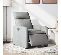 YuuSsea Fauteuil relax électrique en tissu gris clair avec fonction allongée et pied en bois, réglable, pivotant, pour salon, chambre à coucher, bureau, salon, style vintage moderne