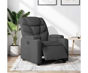 YuuSsea Fauteuil relax électrique en tissu gris foncé avec fonction allongée et porte-gobelets, fauteuil TV moderne avec dossier réglable, cadre en métal en bois durable
