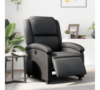 YuuSsea Fauteuil relax électrique noir en cuir véritable avec fonction allongée et pieds en bois pour salon, chambre à coucher, bureau ou salon, réglable, pivotant, confortable, design vintage moderne