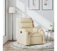 YuuSsea Fauteuil relax en tissu crème avec fonction allongée et pied en bois, réglable, pivotant, pour salon, chambre à coucher, bureau, salon, design vintage moderne, haute stabilité, durable