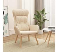 YuuSsea Fauteuil relax en tissu crème avec pieds en bois, réglable, avec fonction couchage, moderne et vintage, fauteuil rembourré confortable pour salon, chambre à coucher ou bureau, pivotant avec