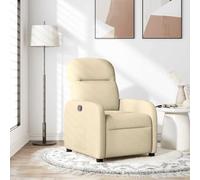 YuuSsea Fauteuil relax en tissu crème - Fauteuil TV réglable avec fonction allongée - Fauteuil de salon confortable pour salon, chambre à coucher ou bureau - Pied en bois - Pivotant - Design vintage
