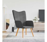 YuuSsea Fauteuil relax en tissu gris foncé avec pieds en bois et dossier réglable pour salon, chambre à coucher ou bureau, fauteuil de salon vintage moderne et de lecture, confortable, pivotant