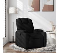 YuuSsea Fauteuil relax en tissu noir avec dossier réglable et pieds en bois, fauteuil de salon pour salon, chambre à coucher, bureau, avec porte-gobelets, durable, confortable, design moderne