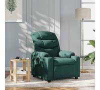 YuuSsea Fauteuil relax en tissu vert foncé avec dossier réglable et pieds en bois, fauteuil de salon avec porte-gobelets, poche latérale, durable, confortable, idéal pour salon, chambre à coucher