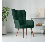YuuSsea Fauteuil relax en velours vert foncé avec pieds en bois, réglable, pivotant, fauteuil de salon, design vintage moderne, idéal pour salon, chambre à coucher, bureau, avec fonction allongée