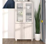 YuuSsea HAMAR Meuble haut en bois massif de pin blanc, 85 x 35 x 180 cm, armoire de rangement avec portes, buffet de style maison de campagne pour salon