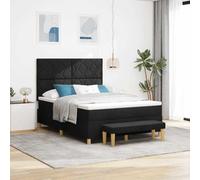 YuuSsea Lit à sommier tapissier avec matelas, noir, 140 x 200 cm, housse en tissu, design moderne, cadre en bois, matelas en mousse confortable, ensemble de meubles de chambre à coucher