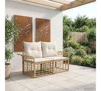 YuuSsea Lot de 2 canapés d'angle 2 places en rotin synthétique avec coussin et coussin, résistant aux intempéries, modulaire pour balcon, terrasse et véranda, blanc crème, design naturel