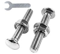 YUUTIAL Lot de 15 Boulons De Carrosserie Avec Écrous À Bride M8x50mm | Boulon bombé collet carré argent, clé incluse, acier inoxydable 304, pour entretien mécanique et décoration de bâtiment