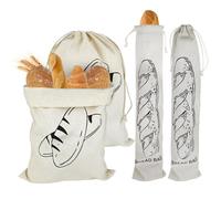 YUUTIAL Sacs à Pain en Lin 2 Classiques 2 Baguettes, Sac à Pain Tissu Réutilisable Non Blanchi, Sac Conservation pour Pain Fait Maison, Fruits et Légumes