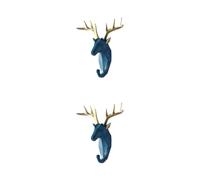 yuwqqoajv 2 Ensemble de Crochet Mural tête d'éléphant, Solution élégante et Pratique pour Organiser des patères en résine Robustes et durables, rétro Bleu (cerf), Bleu rétro (cerf) 2Ensemble